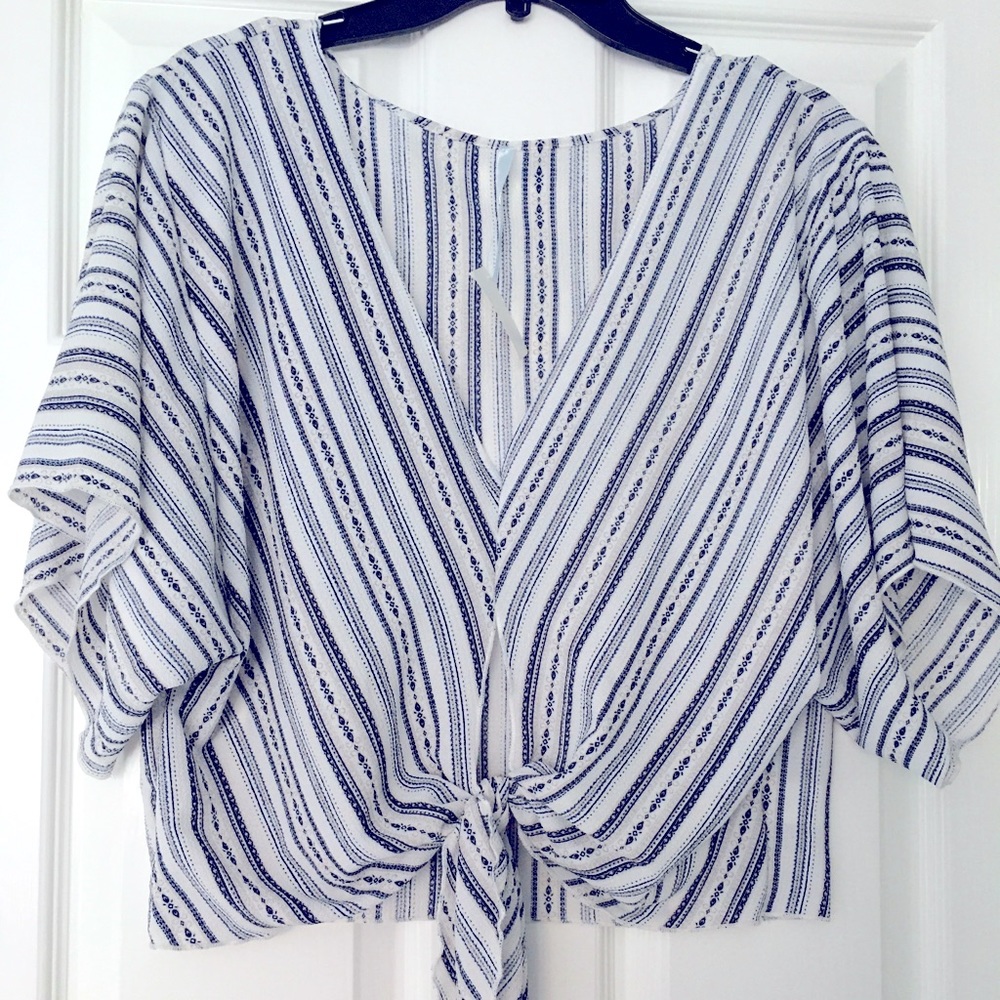 White & Navy Top